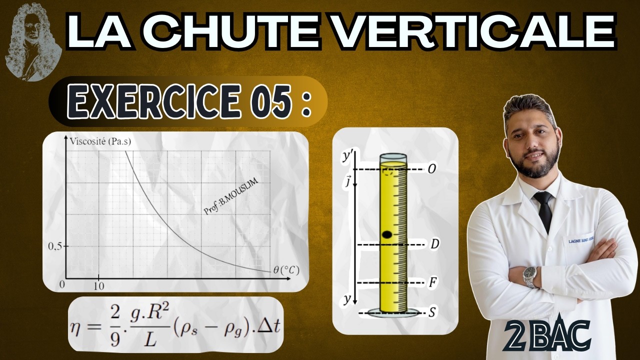 Exercice 05🔸Chute verticale🔸Mécanique🔸2 bac BIOF PC / SM🔸Prof Mouslim🔸IMPORTANT