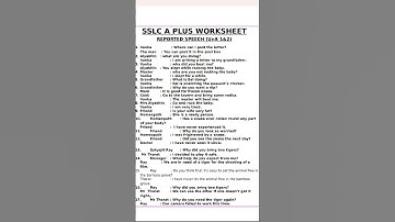 reported speech worksheet #onamexam #english #sslc #class10 #10thclass #kerala #state #syllabus