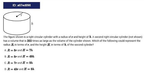 The ﬁgure shown is a right circular cylinder with a radius of r and height of h. A second right circ