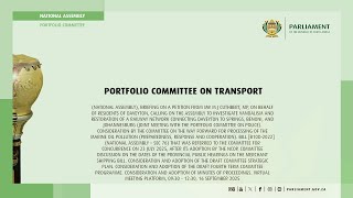 Portfolio Committee on Transport, 16 September 2025