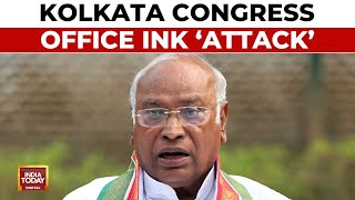 Congress Kolkata Headquarters Vandalism: Black Ink Smeared Over Kharge Poster | India Today News