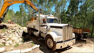 Loudest Jake Brake Ever! Kenworth W900A vs Mountain. Excavator Demolition!