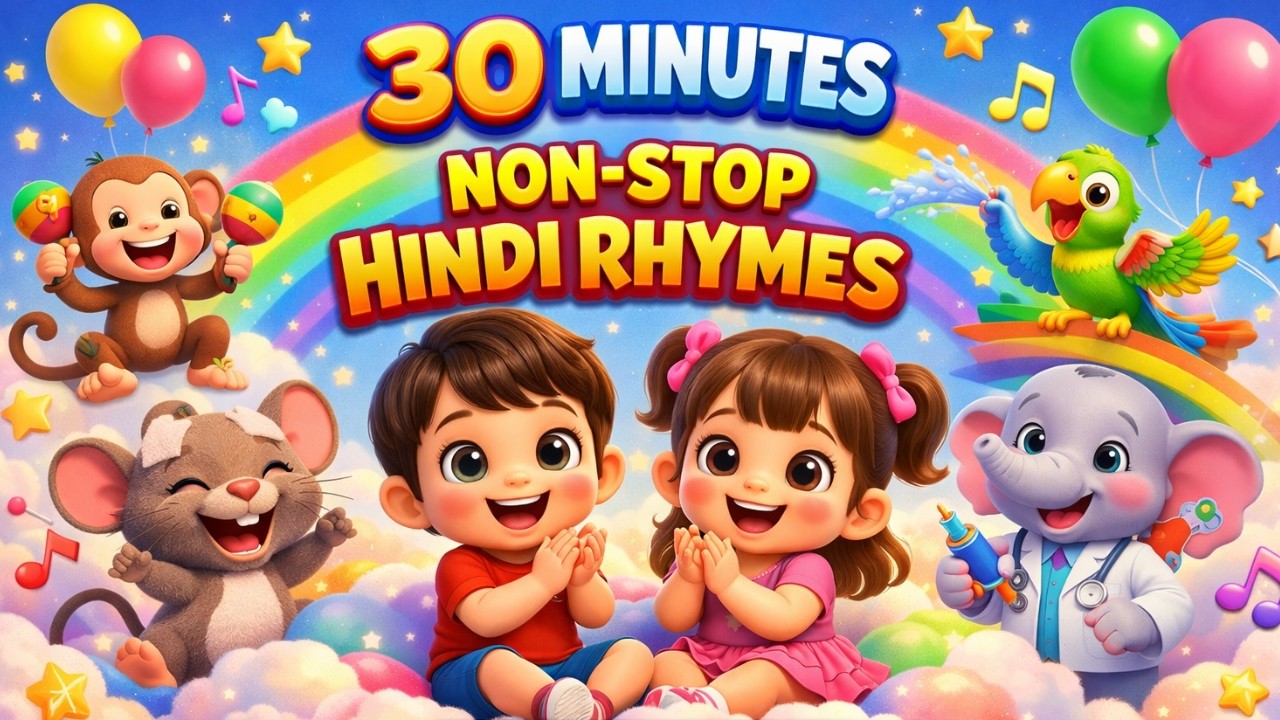 30 Minutes Non-Stop Hindi Rhymes for Kids | Fun Songs & Nursery Rhymes ...