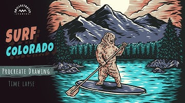Procreate time lapse | Surf Colorado | Drawing illustration for t-shirt design