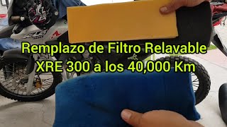 Remplazo de Filtro de Aire Relavable a los 40,000 Km XRE 300