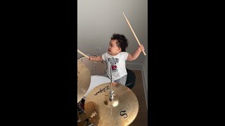 I did not expect baby to play the drums like this...#shorts