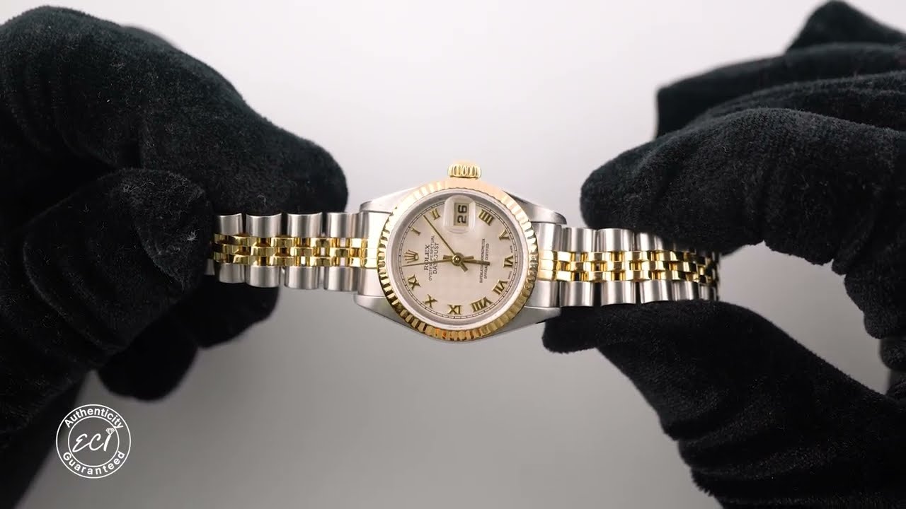 Rolex 79173 Lady-Datejust 26 mm Fluted Bezel Ivory Pyramid Roman