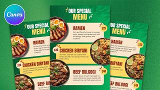 Restaurant Food Menu Design in Canva | Professional Menu Design Tutorial