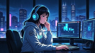 Cyberpunk Coding Lofi – Futuristic Developer Girl | Relaxing Night Coding Music for Deep Focus