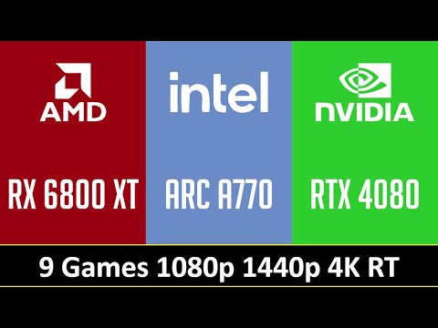 RX 6800 XT vs ARC A770 vs RTX 4080 - 9 Games 1080p 1440p 4K RT