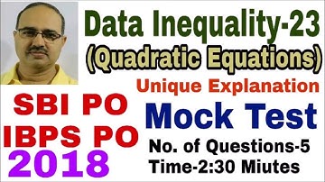 Data Inequality-23 [Quadratic Equations] Mock Test SBI PO IBPS PO 2018