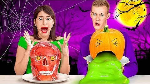 24-HOUR REAL FOOD VS. HALLOWEEN CHALLENGE! Easy Halloween Pranks by 123 GO! CHALLENGE