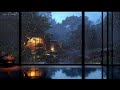 Relaxing Music &amp; Rain Sounds for Stress Relief and Deep Sleep - Warm Bedroom in Forest for Sleeping