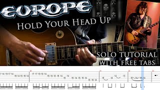 Europe - Hold Your Head Up guitar solo lesson (with tablatures and backing tracks)