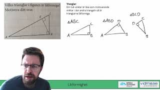 Matematik 2. Likformighet, exempeluppgifter.