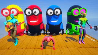 GTA 5 RED SPIDERMAN VS RED MINION VS YELLOW MINION (Epic Ragdolls Funny) screenshot 4