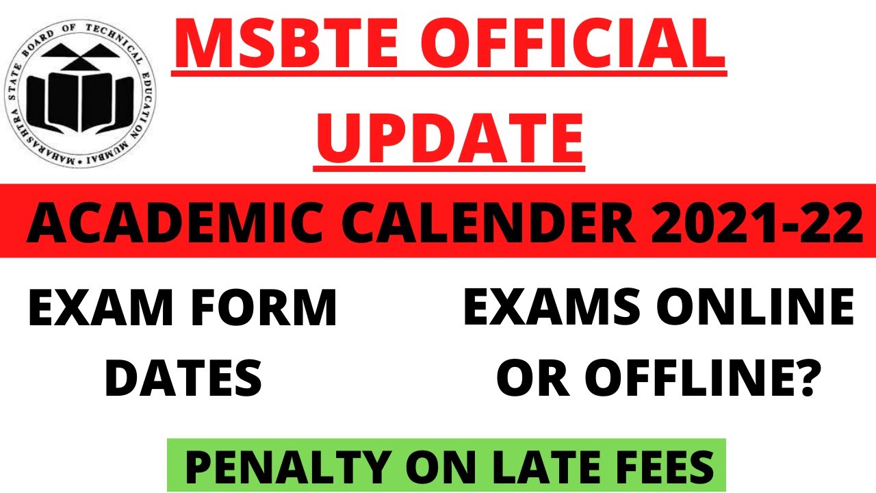 MSBTE Academic Calendar 202122 Exam form Dates Exam Online Or