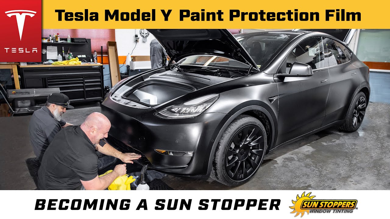 Hypnotic look at a Tesla Model Y getting a XPEL Paint Protection Film (PPF)  treatment