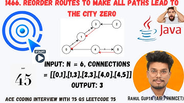1466. Reorder Routes to Make All Paths Lead to the City Zero | LeetCode 75 | Solution in Hindi 🔥