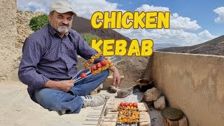 Making Chicken Kebab &amp; Soup in our village | Persian &quot;Jujeh Kebab&quot; Recipe
