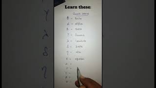Some Common Greek Letters used in Physics