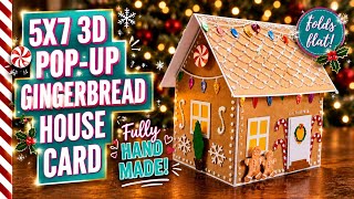 5x7 3D Pop-Up Gingerbread House | Handmade Christmas Card