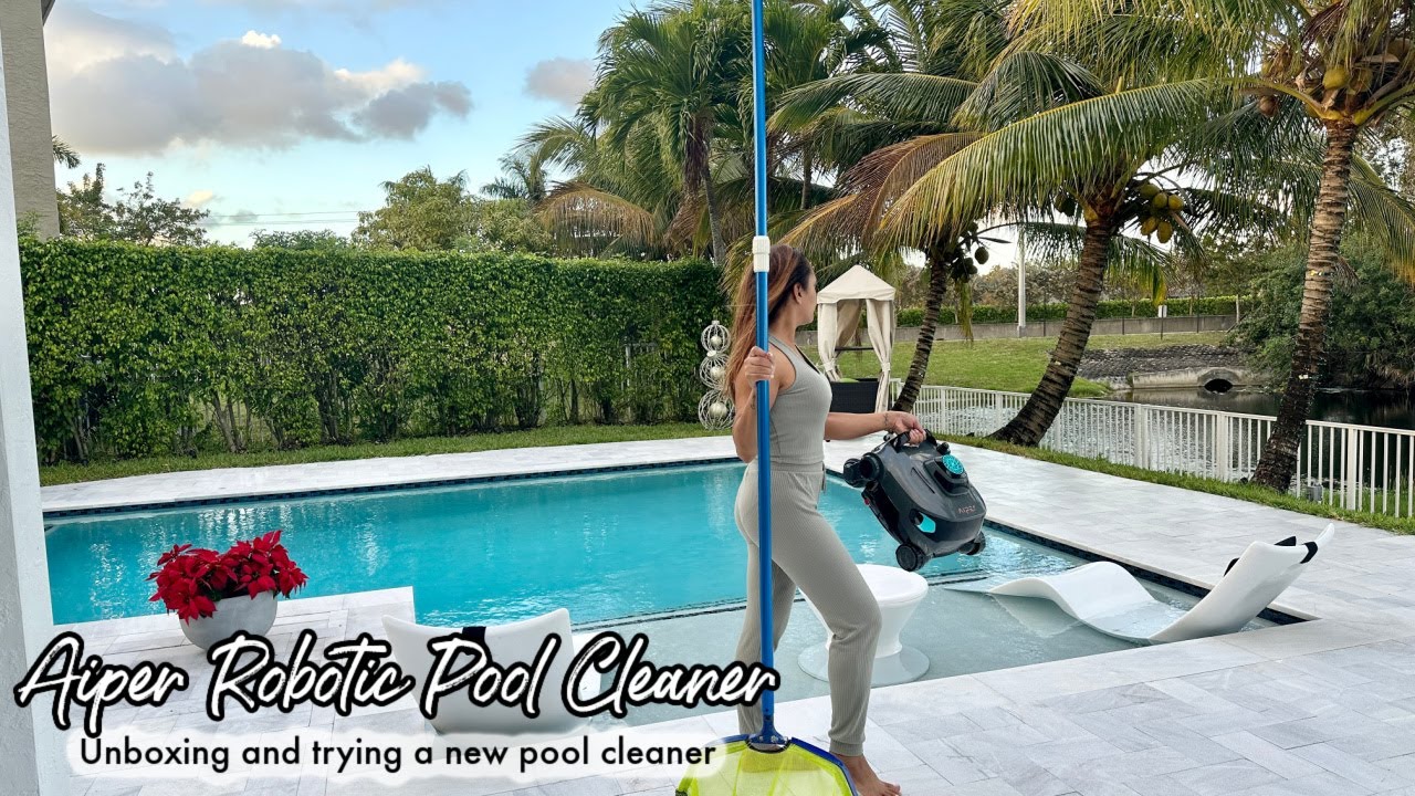 CLEAN WITH ME  TRYING THE NEW AIPER ELITE PRO ROBOTIC POOL CLEANER 