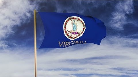 4K virginia flag with title waving in the wind. Looping sun rises style. Animation loop Stock video