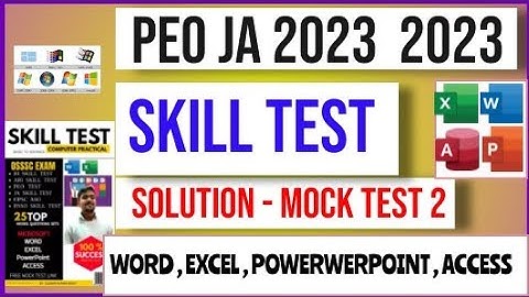 OSSSC SKILL TEST 2023 / MOCKTEST 2 SOLUTIONS / OSSSC PEO JA SKILL TEST 🎯/MOCKTEST 2