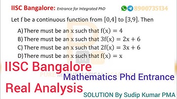 IISC Bangalore Mathematics PhD Entrance Questions | Real Analysis Solution | By Sudip Kumar PMA