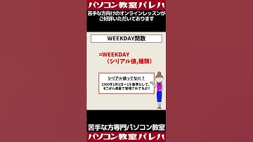 Excel(エクセル)｜WEEKDAY関数の使い方　#Shorts