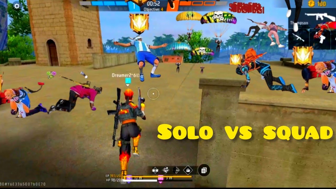 Free Fire solo vs squad || solo vs squad gameplay 😊 #trending #viral ...