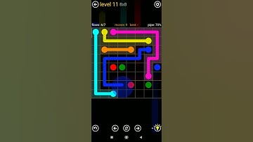 Flow Free Game Play 8×8 level 11 walkthrough android and iOS