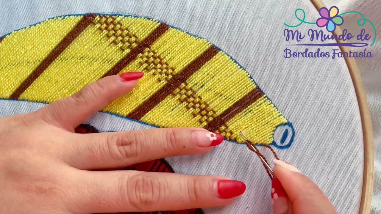 Bordado 89. Plátano 1 #embroidery #tutorial #bordado