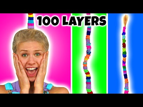 100 LAYERS CHALLENGE. (Makeup, Lipstick, Nails And Hair Bands) With SUPER POPS. Totally TV