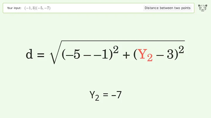 Find the distance between two points p1 (-1,3) and p2 (-5,-7): Step-by-Step Video Solution