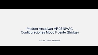 Modem Arcadyan VR9518VAC (Modo Bridge)