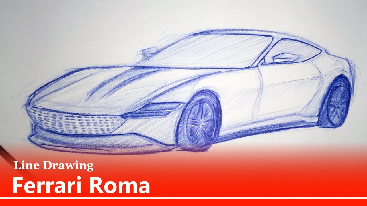 Line Drawing: Ferrari Rome Front perspective view - YouTube