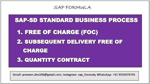 CONCEPT 30- FREE OF CHARGE|| SUBSEQUENT DELIVERY FREE OF CHARGE|| QUANTITY CONTRACT|| SAP FORMULA ||