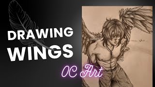 How I draw and shade wings!| OC Art| Graphite