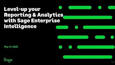Improve reporting and analytics with Sage Enterprise Intelligence