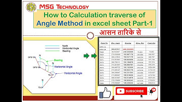 How to Calculation traverse of angle method in excel sheet Part 1