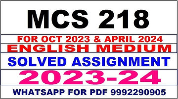 mcs 218 solved assignment 2023-24 | mcs 218 solved assignment in english 2024 | mcs 218 2024