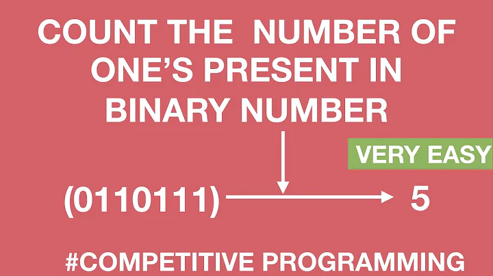 Count the number of one's in binary representation of given no. || Competitive Programming ||