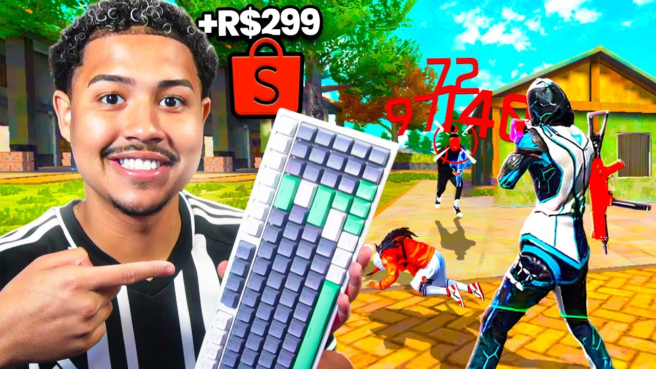 JOGUEI FREE FIRE COM O MELHOR TECLADO SEM FIO DA SHOPEE! ABSURDO!