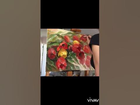 «Тюльпаны» 50*70, х/м #процессрисования #живопись #art #мастеркласс # ...