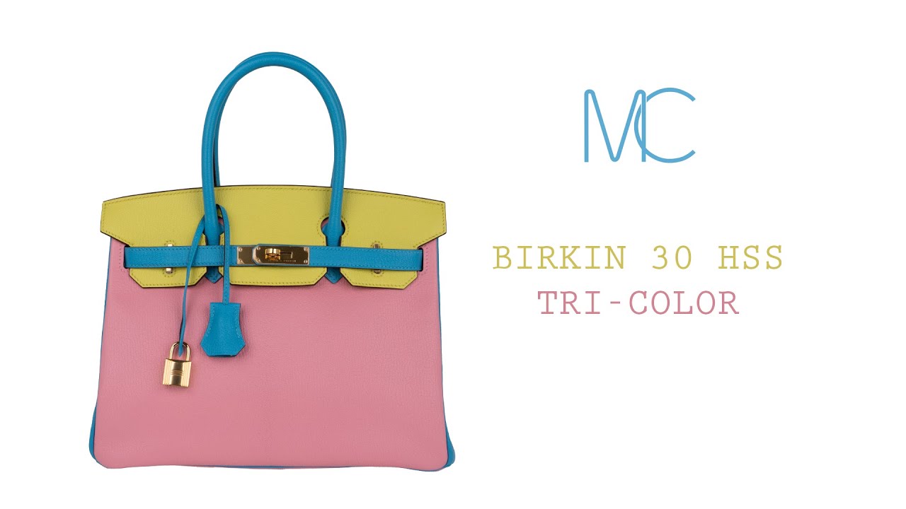 Hermes Birkin HSS 30 Bag Tri-Color Rose Confetti Bue Aztec Soufre