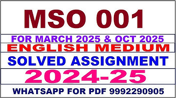 mso 1 solved assignment 2024-25 | mso 1 solved assignment in english 2025 | mso 1 2024-25