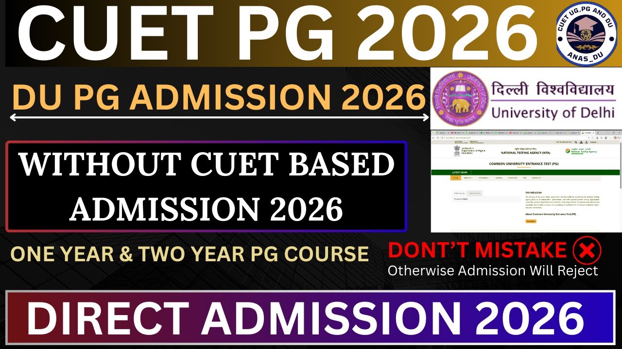 Without CUET PG based Admission In Delhi University 2026 || CUET PG 2026 || DU PG  ADMISSION 2026 