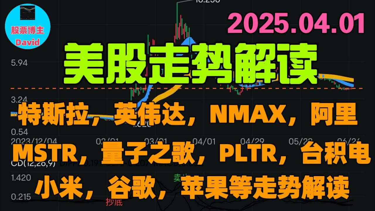4月1日，特斯拉暴涨了！英伟达，MSTR，NMAX，量子之歌，阿里，小米，PLTR，台积电，谷歌，苹果，KO。 ❤️➡️ #美股推荐2025  #英伟达股票 #特斯拉股票 #美股投资 #美股大涨 #走势